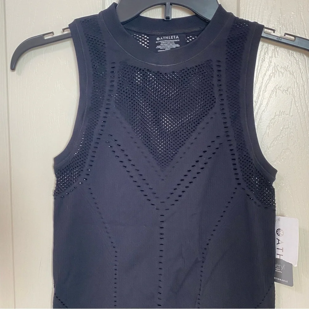 Athleta New Size XS Black Chafe Free Seemless Oxygen Workout Gym Tank Activewear - Picture 4 of 8